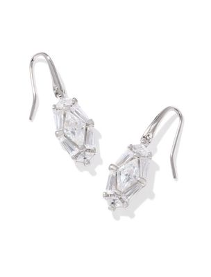 The Lindy Rae Lee Silver Drop Earrings in White Crystal