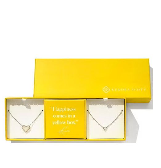 The Ari Heart Silver Gift Set of 2 in Ivory Mother of Pearl