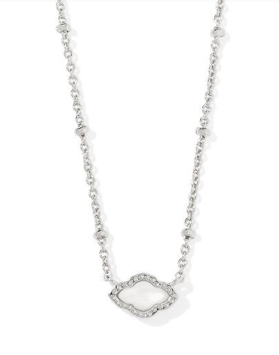The Mini Abbie Pendant Necklace Silver Ivory Mother of Pearl
