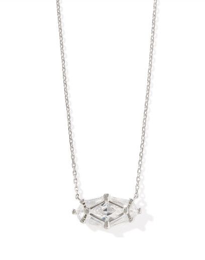 The Lindy Rae Elisa Silver Pendant Necklace in White Crystal
