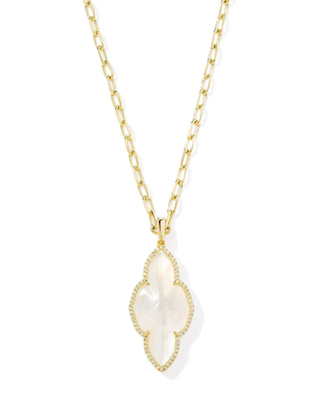 The Abbie Pave Frame Large Pendant Gold Necklace