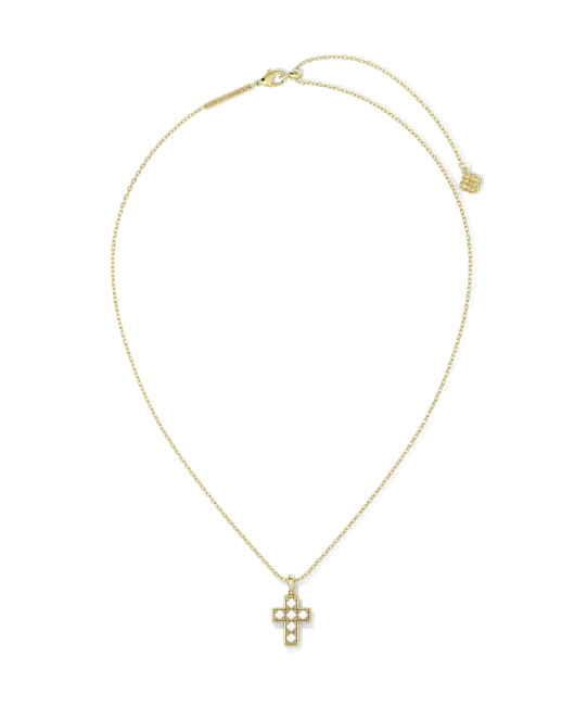 The Pearl Cross White Pearl Pendant Necklace