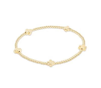 Signature Cross Small Gold Pattern 2mm Bead Bracelet Gold
