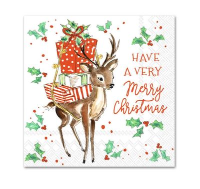 Merry Little Deer Christmas Cocktail Napkins