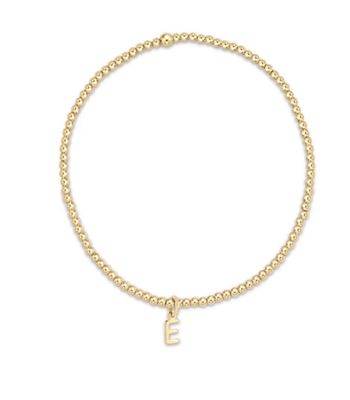 Classic Gold 2mm Bead Bracelet Respect Gold Initial Charm