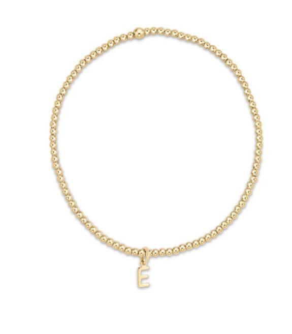 Classic Gold 2mm Bead Bracelet Respect Gold Initial Charm