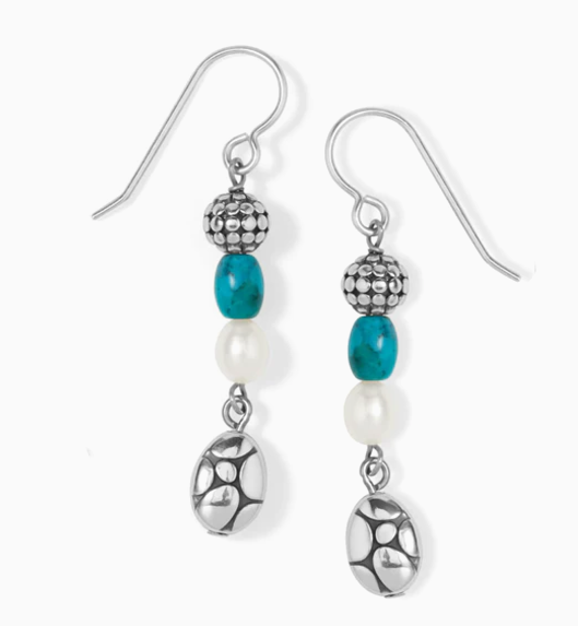 Pebble Turquoise Pearl French Wire Earrings