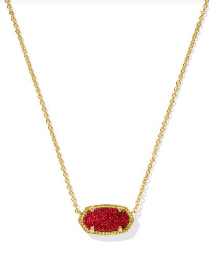 The Elisa Gold Necklace in Bright Red Drusy