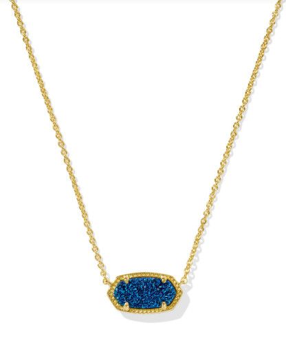 The Elisa Gold Necklace in Blue Drusy