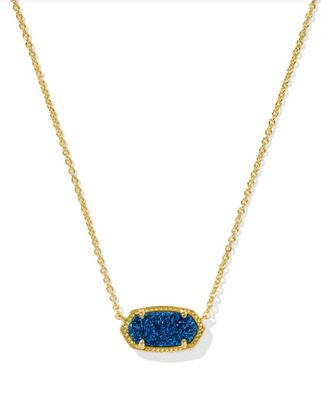 The Elisa Gold Necklace in Blue Drusy