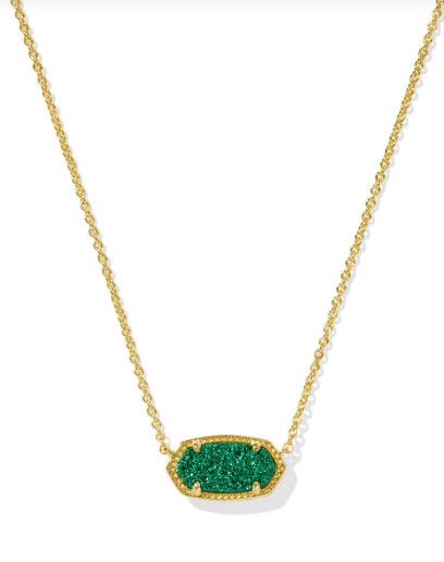 The Elisa Gold Necklace in Emerald Drusy