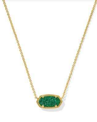 The Elisa Gold Necklace in Emerald Drusy