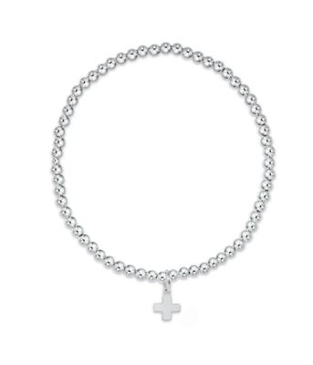 Classic Sterling 3mm Bead Bracelet Signature Cross Sterling Charm