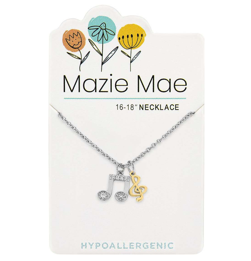 Mazie Mae Girls Necklace Silver Two-Toned Music Note