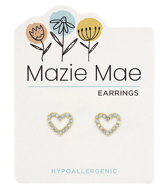 Mazie Mae Girls Earrings Gold Open Hearts