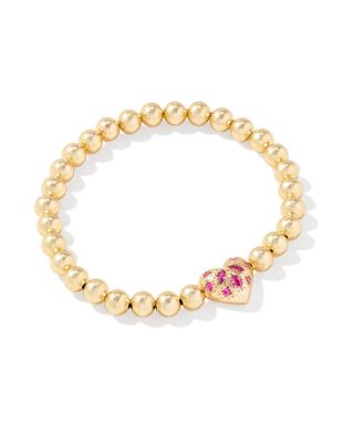 The Holland Heart Stretch Bracelet, Color: Gold Pink Crystal