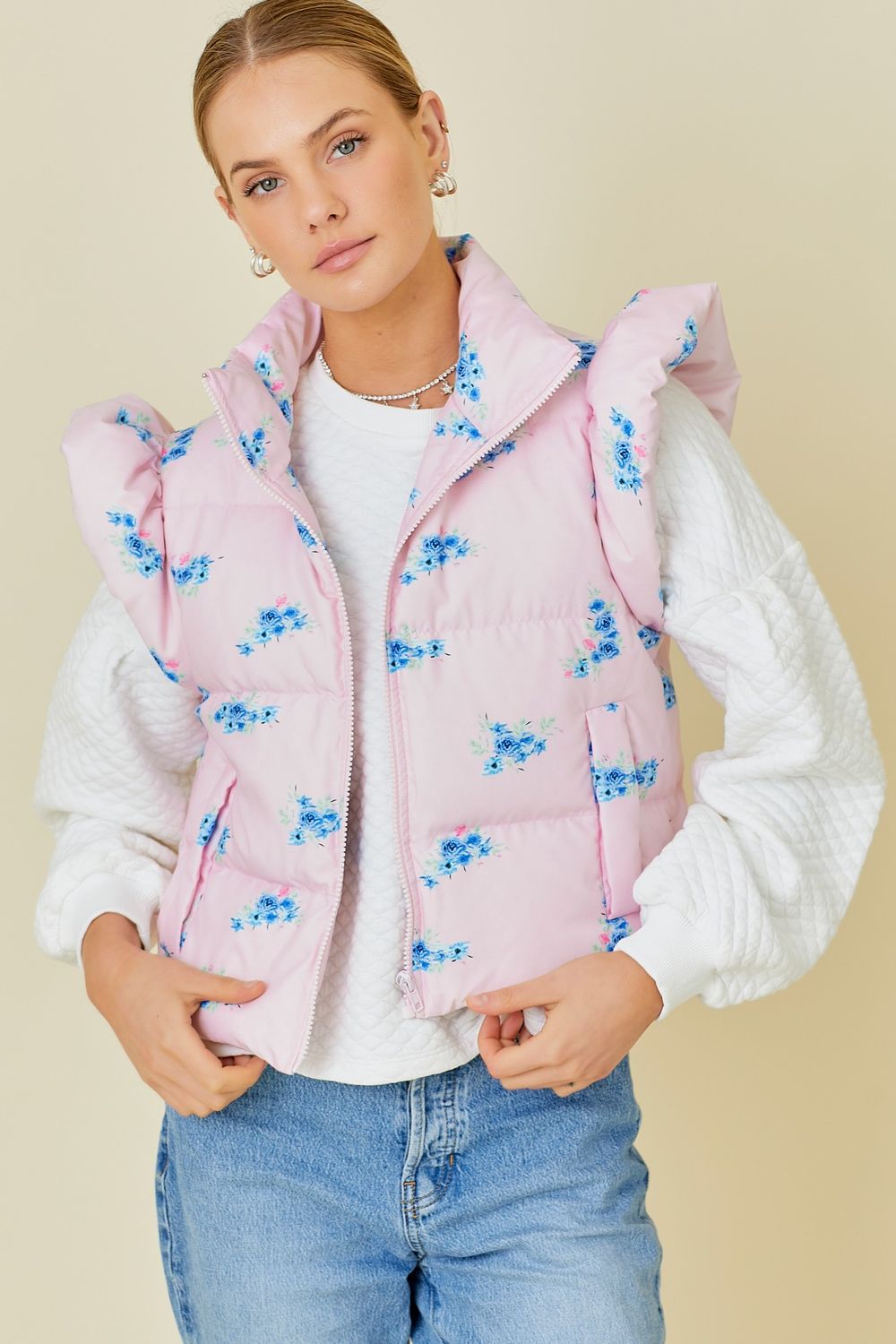 The Forever Floral Puffer Vest, Size: S