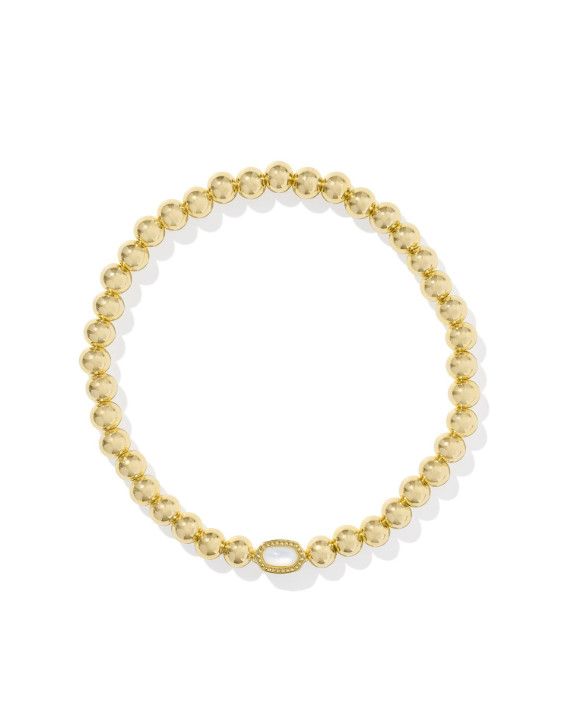 The Mini Elaina Stretch Bracelet Gold Ivory Mother of Pearl