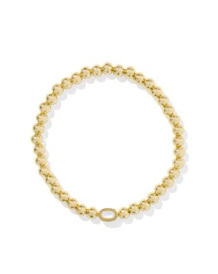The Mini Elaina Stretch Bracelet Gold Ivory Mother of Pearl