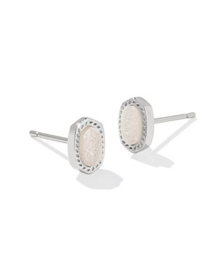 The Mini Ellie Stud Earring Silver Iridescent Drusy