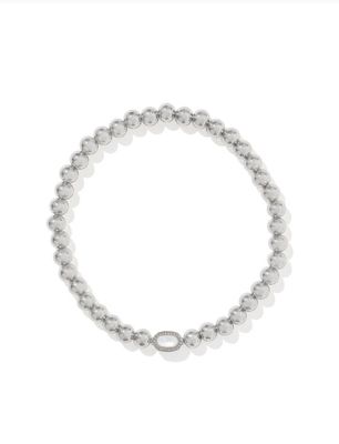 The Mini Elaina Stretch Bracelet SIlver Ivory Mother of Pearl