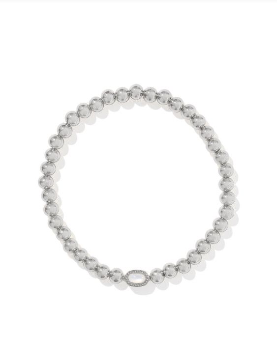The Mini Elaina Stretch Bracelet SIlver Ivory Mother of Pearl