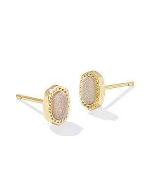 The Mini Ellie Stud Earring Gold Iridescent Drusy