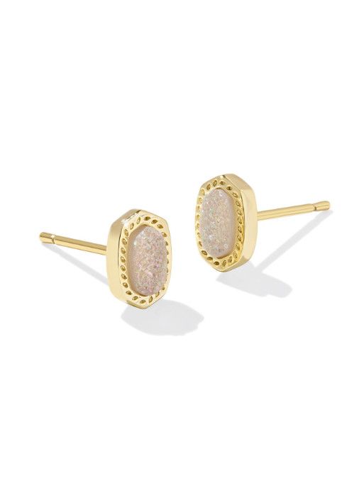 The Mini Ellie Stud Earring Gold Iridescent Drusy