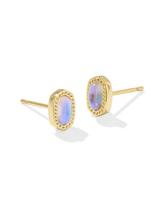 The Mini Ellie Stud Earring Gold Dichroic Glass