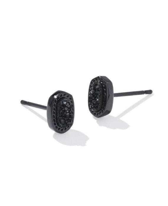 The Mini Ellie Stud Earring Gunmetal Black Drusy