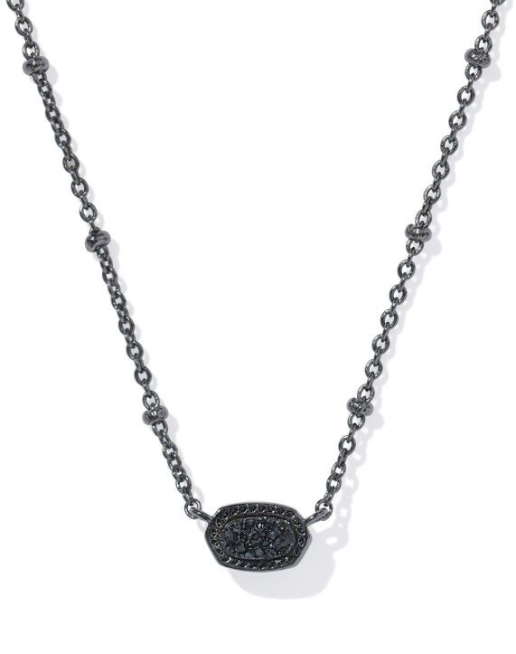 The Mini Elisa Satellite Pendant Necklace Gunmetal Black Drusy