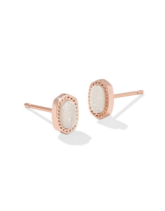 The Mini Ellie Stud Earring Rose Gold Iridescent Drusy