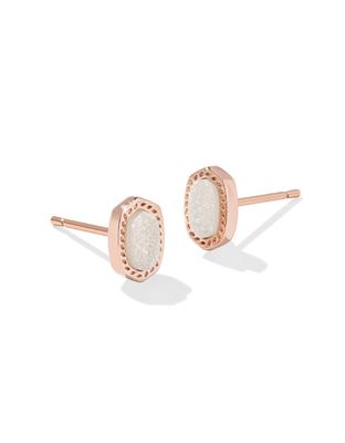 The Mini Ellie Stud Earring Rose Gold Iridescent Drusy