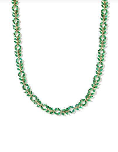 The Rosalie Tennis Necklace, Color: Gold Green Crystal