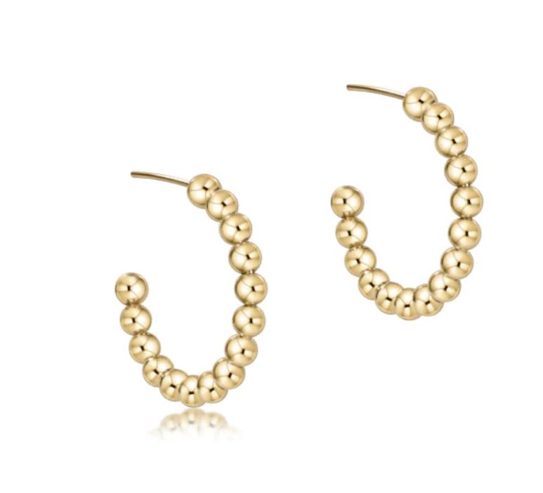 Beaded Classic 1.25&quot; Post Hoop 4mm Gold