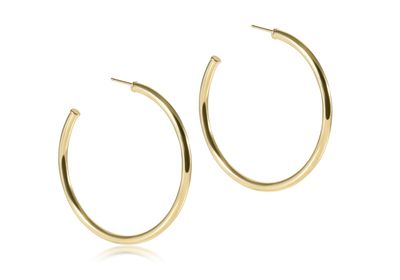 Round Gold 2&quot; Post Hoop 3mm Smooth