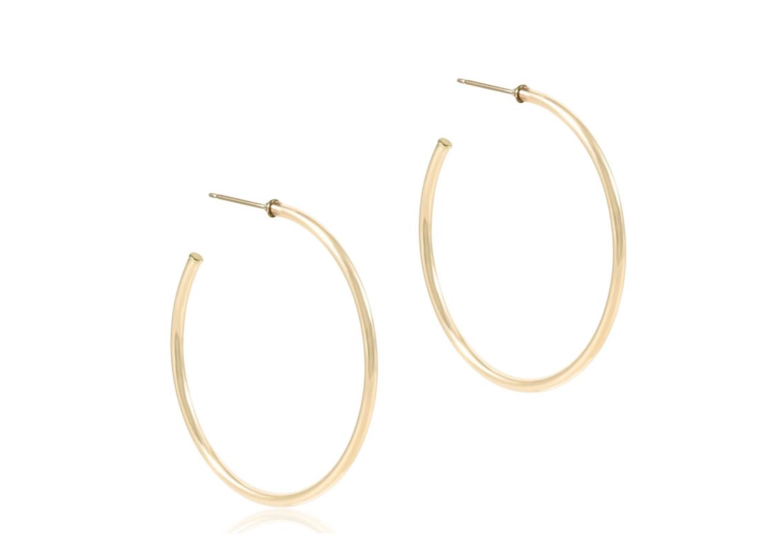 Round Gold 1.75&quot; Post Hoop 2mm Smooth