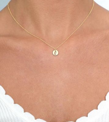 16&quot; Necklace Gold Respect Small Gold Initial Disc