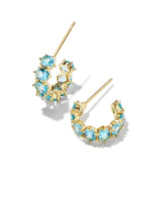 The Cailin Crystal Huggie Gold Aqua Crystal