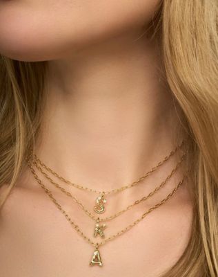 The Crystal Gold Letter Pendant Necklace