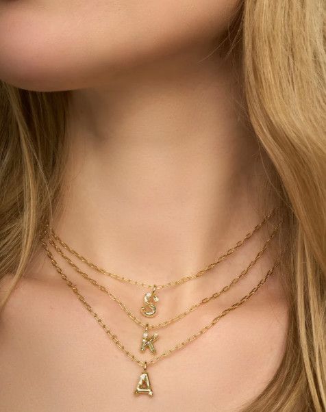 The Crystal Gold Letter Pendant Necklace