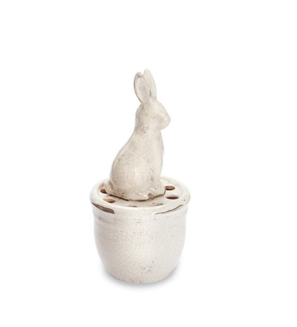 Cream Crackle Finish Bunny Pot Vase
