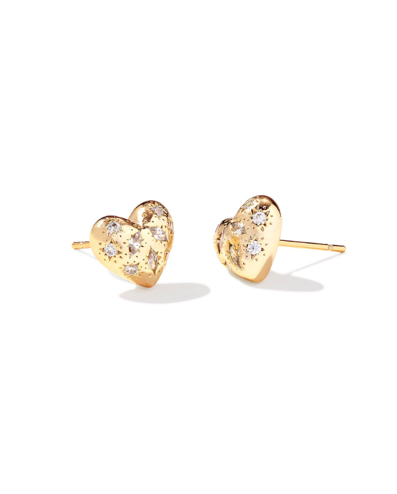 The Holland Heart White Crystal Stud