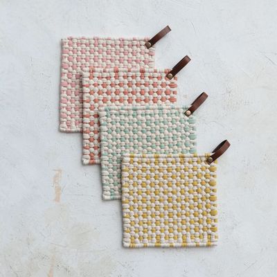 8&quot; Multi Colored Pot Holder Leather Loop