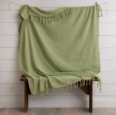 Celery Green Throw with Tassels