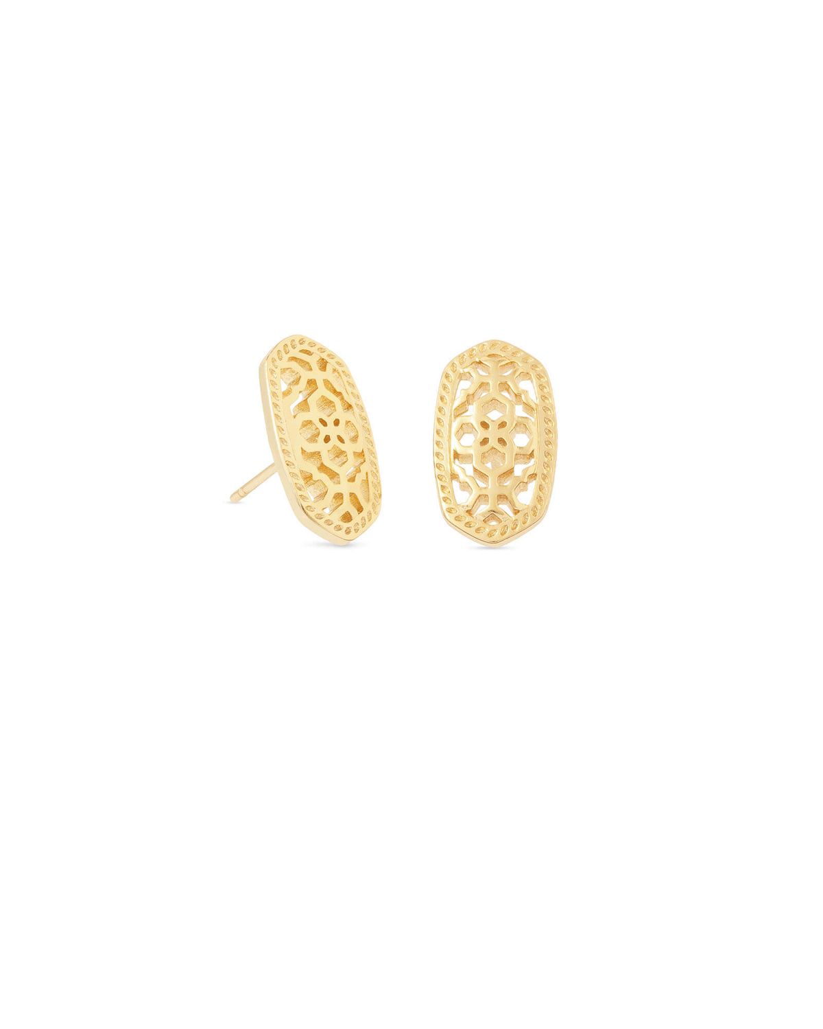 The Ellie Stud Earrings in Filigree, Color: Gold