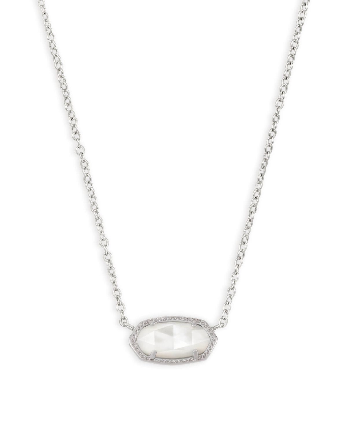 The Elisa Pendant Necklace In Ivory Mother Of Pearl, Color: Silver