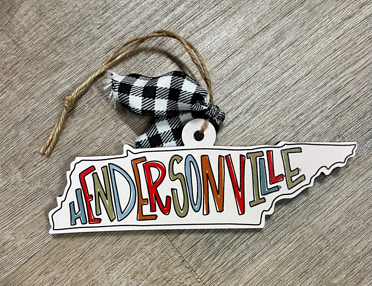 Multi Colored Wooden State Tennessee Ornaments, Color: Hendersonville