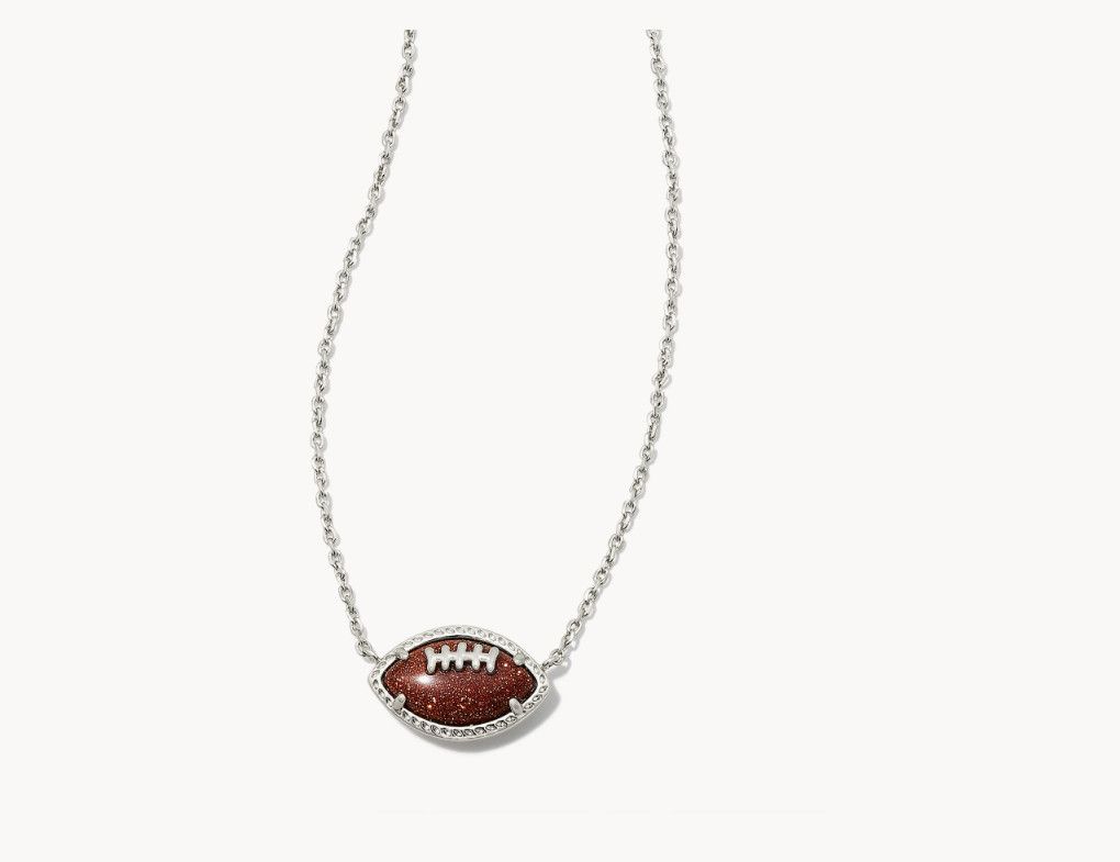 The Football Necklace in Orange Goldstone, Color: Silver