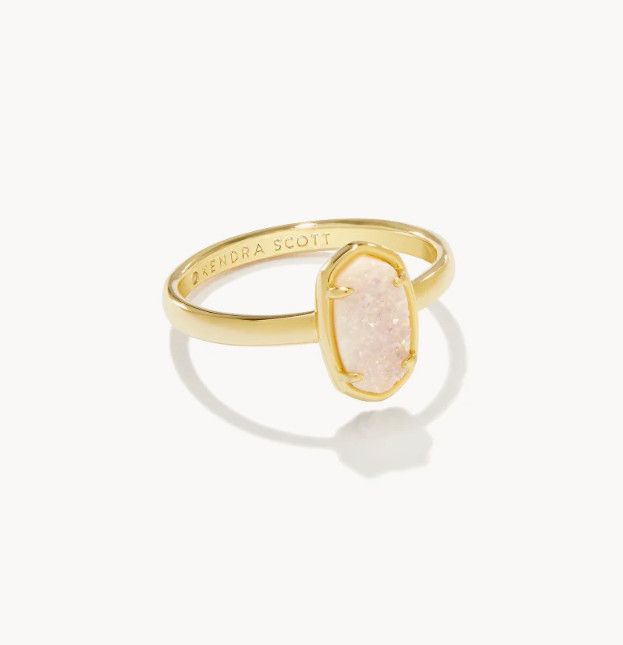 The Grayson Gold Band Ring in Iridescent Drusy, Size: 6